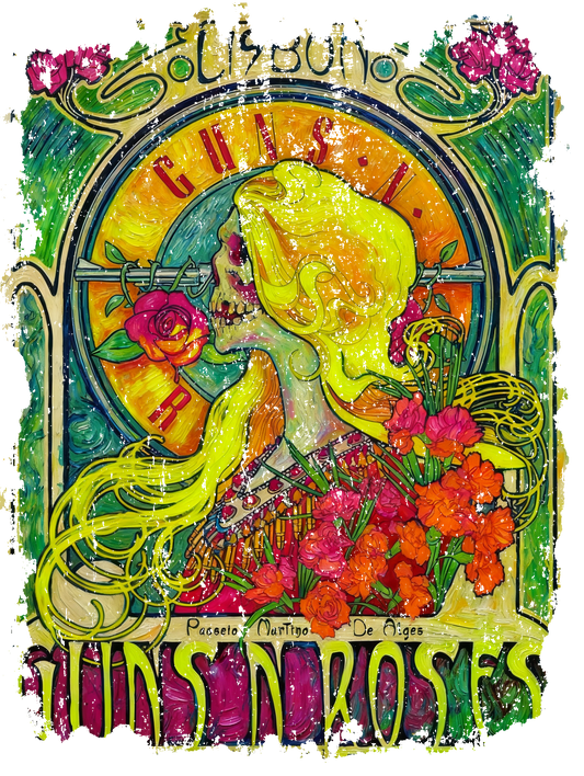 GUNS & ROSES FLUOR VAN GOGH VINTAGE - Edición Limitada Arte Pop
