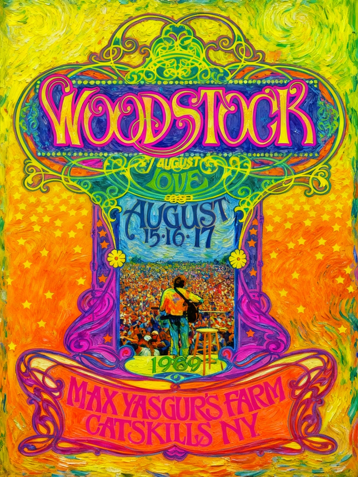 WOODSTOCK 1 FLUOR VAN GOGH - Edición Limitada Arte Pop
