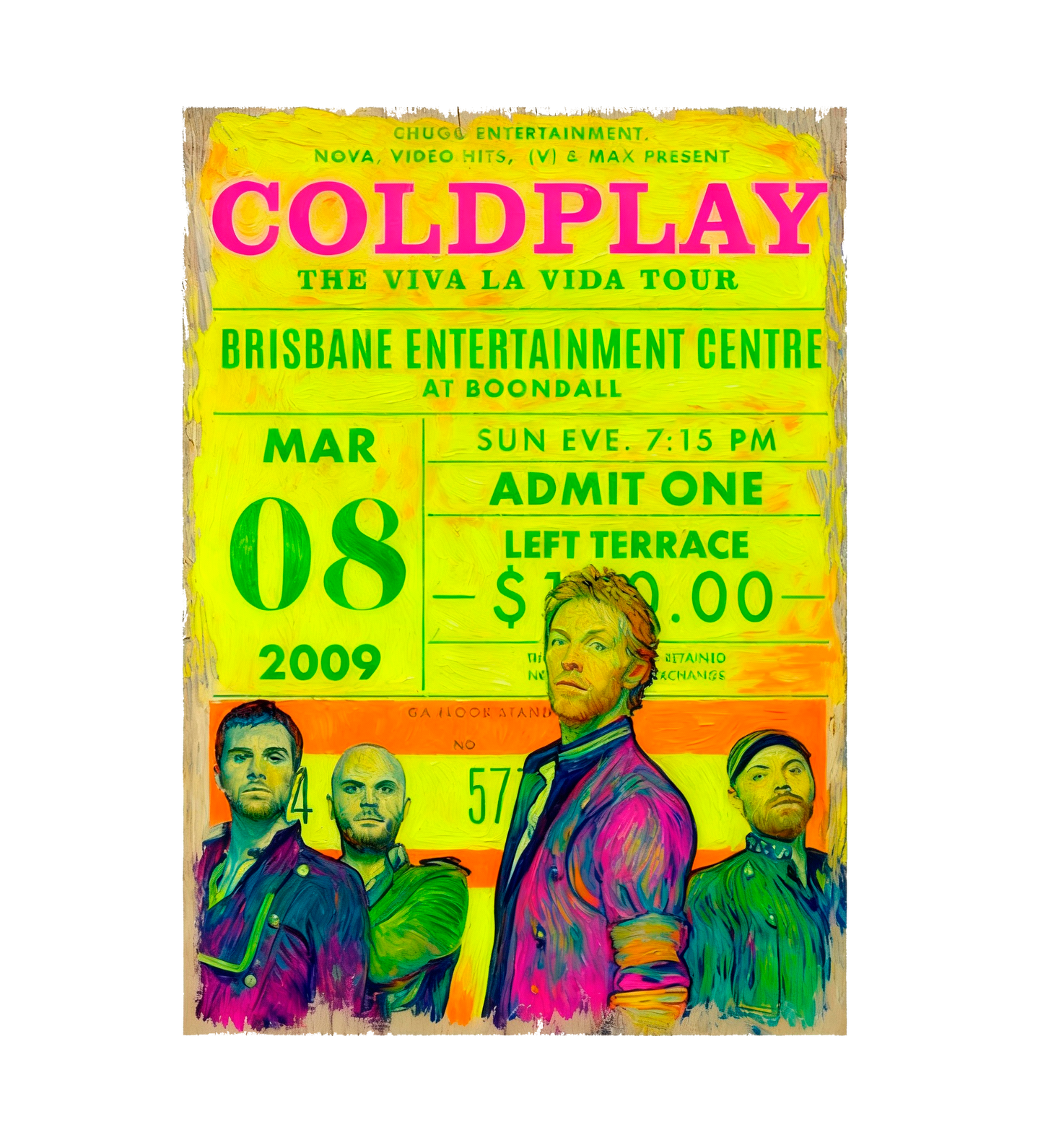 COLDPLAY CONCERT FLUOR VAN GOGH - Edición Limitada Arte Pop