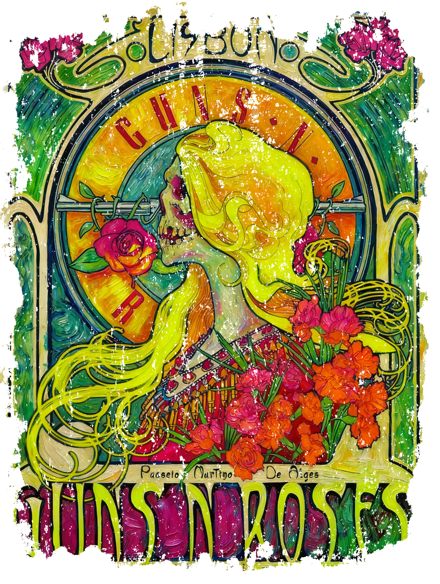 GUNS & ROSES FLUOR VAN GOGH VINTAGE - Edición Limitada Arte Pop