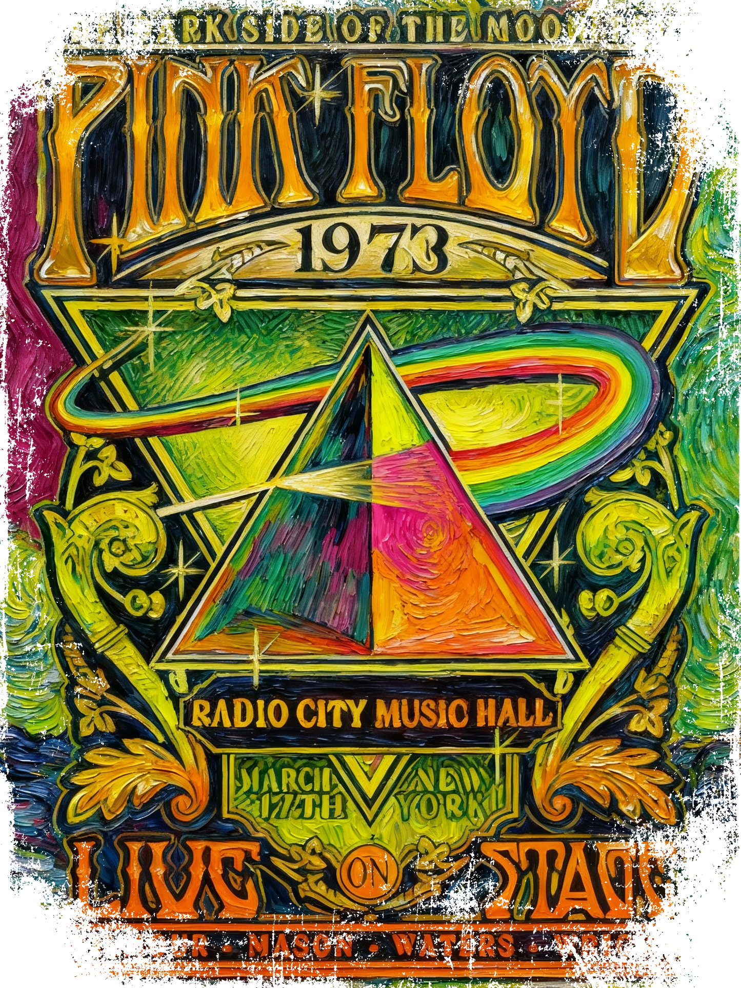 PINK FLOYD FLUOR VAN GOGH VINTAGE - Edición Limitada Arte Pop