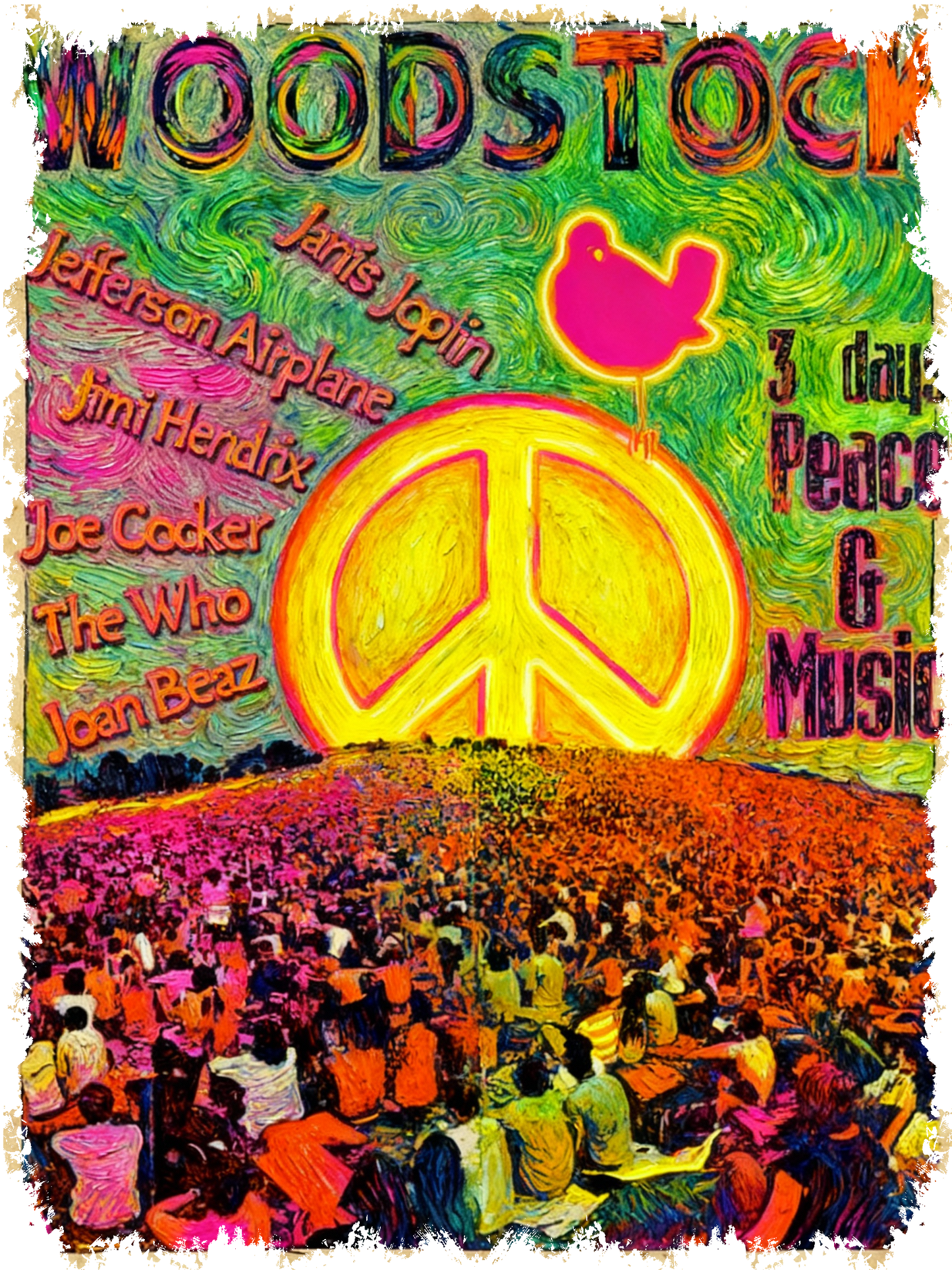 WOODSTOCK FLUOR VAN GOGH VINTAGE - Edición Limitada Arte Pop